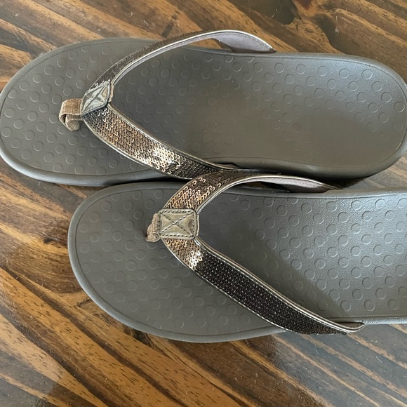 Vionic Flip Flops — Dark Brown with Sequins - Picture 2 of 4